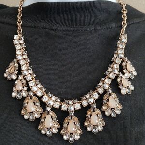 Joan Boyce 16" Collar Necklace Rhinestone Crystal Bead Vintage Hollywood Regency